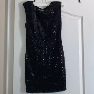 black sequined hoco dress